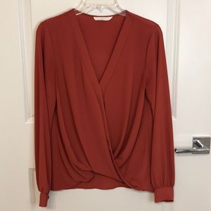 Lush Faux Wrap Blouse
